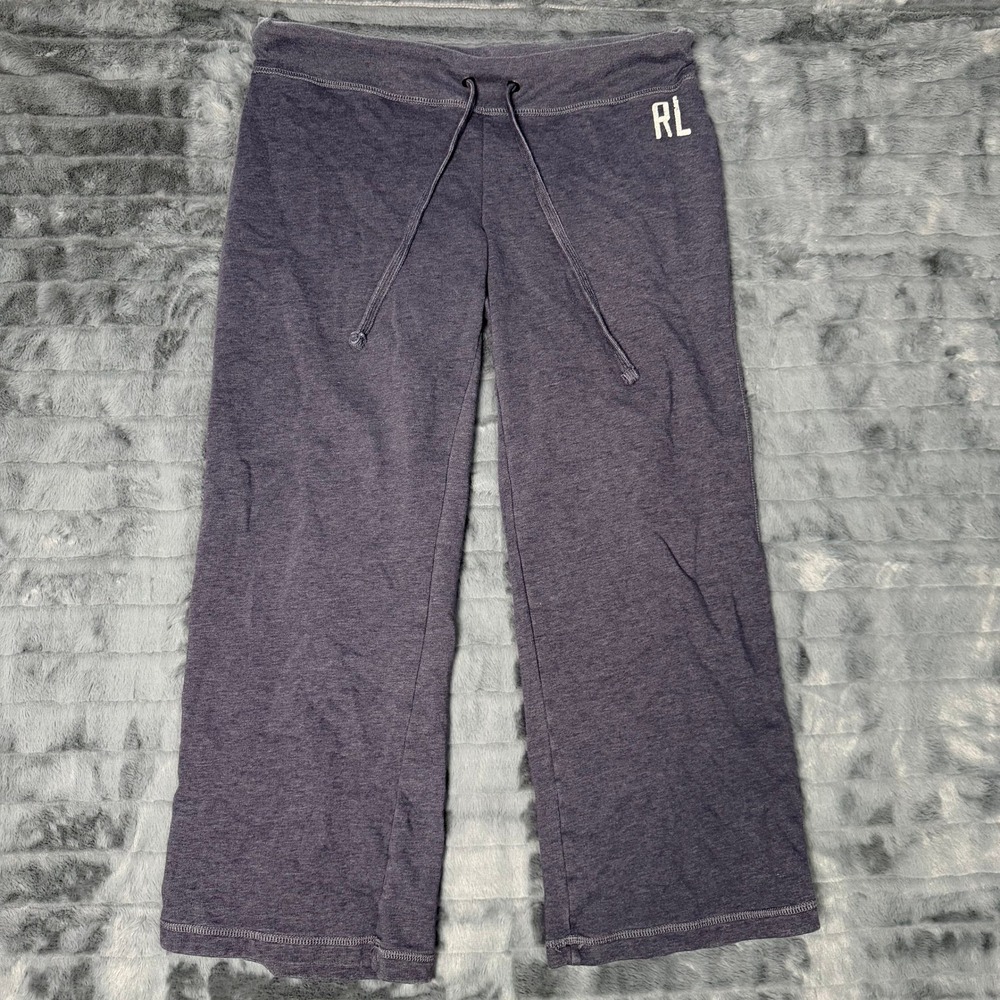Polo Jeans Co Ralph Lauren Womens M Navy Blue Wide Leg Sweatpants Drawstring RL
